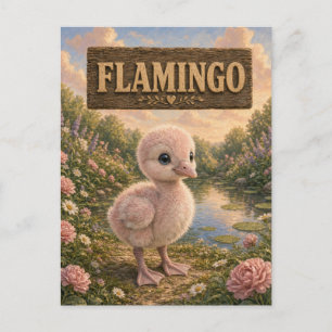 Carte Postale Histoire de bébé flamant rose mignon livre de nurs