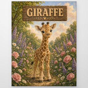 Carte Postale Histoire de bébé girafe mignon livre de nursery an