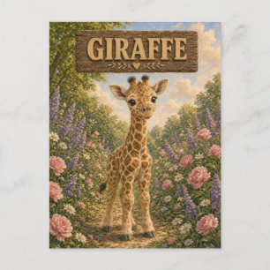 Carte Postale Histoire de bébé girafe mignon livre de nursery an