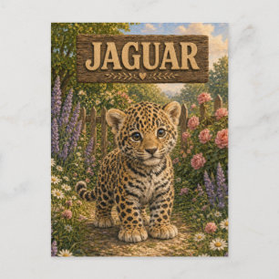 Carte Postale Histoire de bébé jaguar mignon livre de nursery an