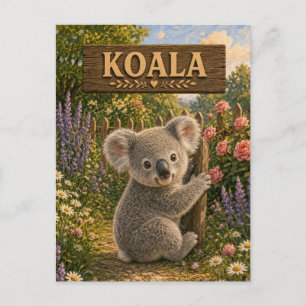 Carte Postale Histoire de bébé koala mignon livre de nursery ani