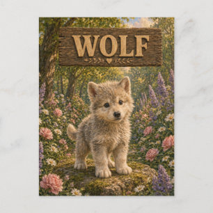 Carte Postale Histoire de bébé loup mignon livre de nursery anim
