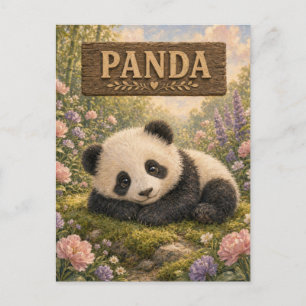 Carte Postale Histoire de bébé panda mignon livre de nursery ani