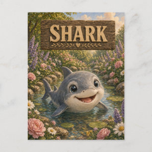 Carte Postale Histoire de bébé requin mignon livre de nurserie a