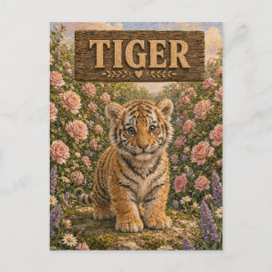 Carte Postale Histoire de bébé Tigre Mignon Livre de Nursery Ani