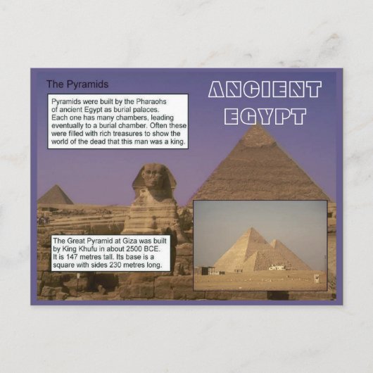 Carte Postale Histoire, Egypte ancienne, Pyramides (Devant)