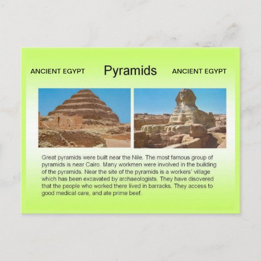 Carte Postale Histoire, Egypte ancienne, Pyramides (Devant)
