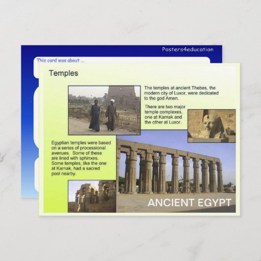 Carte Postale Histoire, Egypte ancienne, Temples (Devant / Derrière)