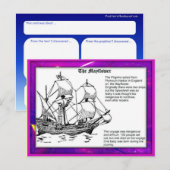 Carte Postale Histoire, Pères pèlerins, Mayflower (Devant / Derrière)