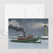Carte postale historique Buffalo Tugboat et Lighth (Devant / Derrière)