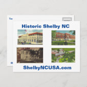 Carte postale historique de Shelby NC (Devant / Derrière)