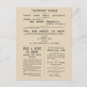 Carte Postale Historique, en-tête de télécopie de Wipers Times 1