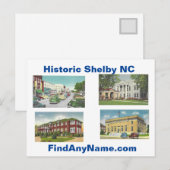 Carte postale historique Shelby NC (Devant / Derrière)