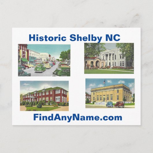 Carte postale historique Shelby NC (Devant)