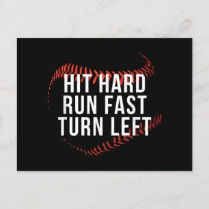 Carte Postale Hit Hard Run Fast Turn Left Drôle Lecteur De Baseb