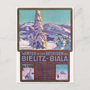 Carte Postale Hiver à Bielitz-Biala Poster vintage 1910
