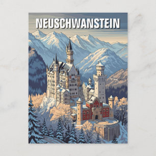 Carte Postale Hiver à Neuschwanstein Château Allemagne Voyage