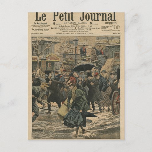 Carte Postale Hiver à Paris marche dans la boue (Devant)