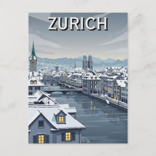 Carte Postale Hiver à Zurich Suisse Voyage