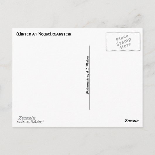 Carte Postale Hiver au château de Neuschwanstein (Dos)