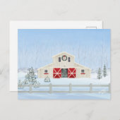 Carte Postale Hiver blanc neige Noël Grange (Devant / Derrière)