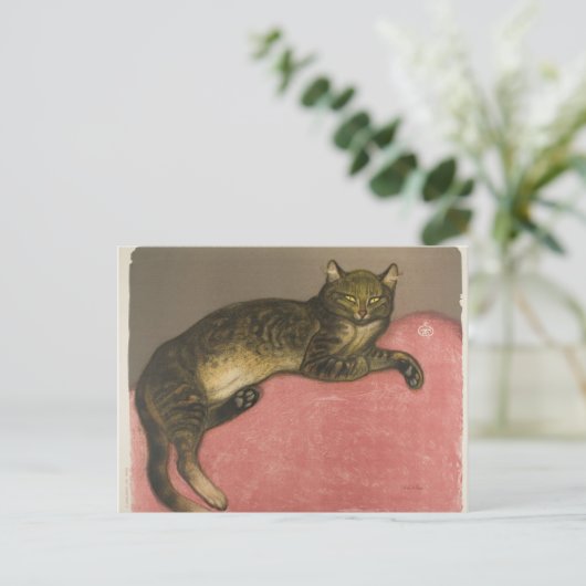 Carte Postale Hiver : Chat sur un coussin, R. Steinlen (Debout devant)