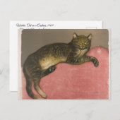 Carte Postale Hiver : Chat sur un coussin, R. Steinlen (Devant / Derrière)