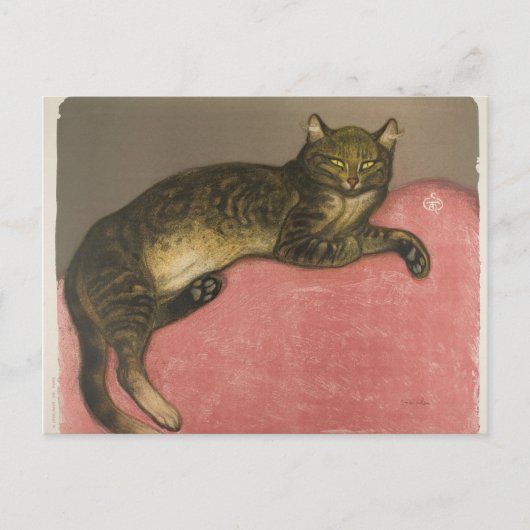 Carte Postale Hiver : Chat sur un coussin, R. Steinlen (Devant)