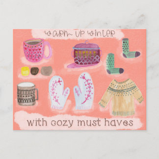 Carte Postale Hiver chaud - avec moquette moelleuse