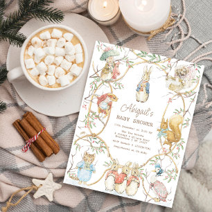 Carte Postale Hiver classique Pierre le lapin Budget du Baby sho