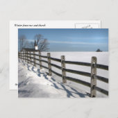 Carte Postale Hiver clôture et église (Devant / Derrière)