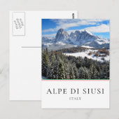 Carte Postale Hiver de Alpe di Siusi, Italie (Devant / Derrière)