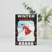 Carte Postale Hiver en Norvège Ski Vintage (Debout devant)