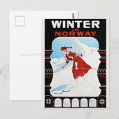 Carte Postale Hiver en Norvège Ski Vintage (Devant / Derrière)