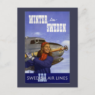 Carte Postale Hiver en Suède Vintage voyage