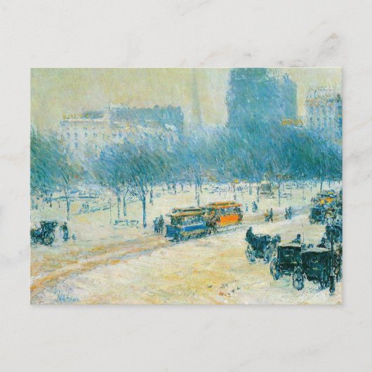 Carte Postale Hiver en Union Carré par Frederick Childe Hassam (Devant)