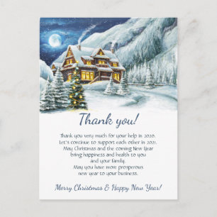 Carte Postale Hiver Entreprise Noël Merci de vacances