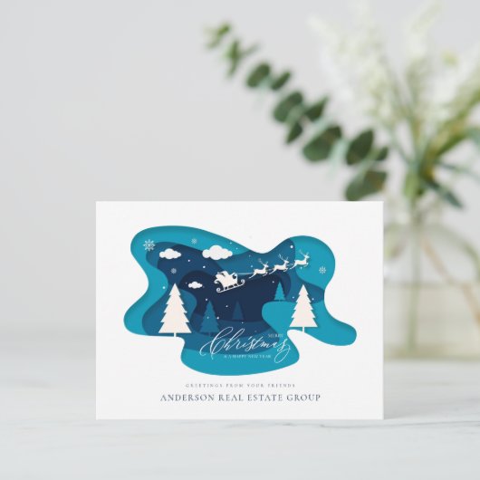 Carte Postale Hiver Forêt de neige Noël Fêtes de Noël Salutation (Debout devant)
