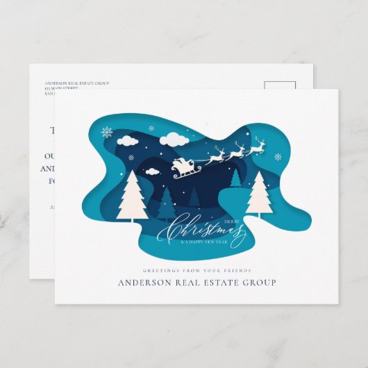 Carte Postale Hiver Forêt de neige Noël Fêtes de Noël Salutation (Devant / Derrière)