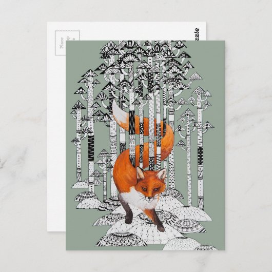 Carte Postale hiver Fox (Devant / Derrière)