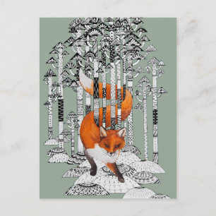 Carte Postale hiver Fox
