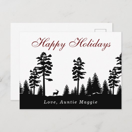 Carte Postale Hiver merveilleux silhouette Noël (Devant / Derrière)