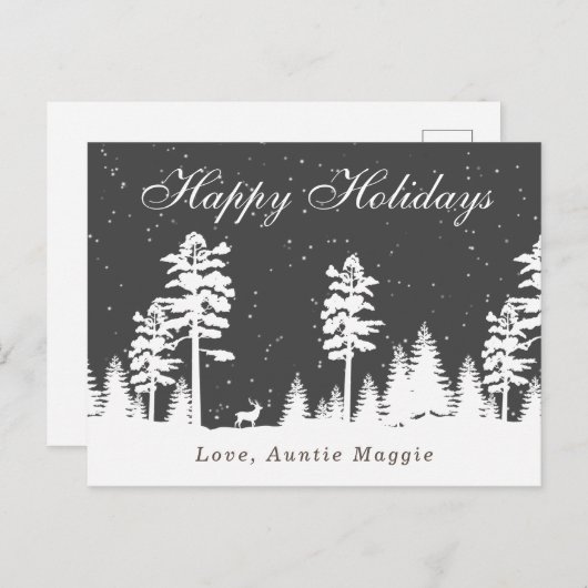 Carte Postale Hiver merveilleux silhouette Noël vacances Pos (Devant / Derrière)