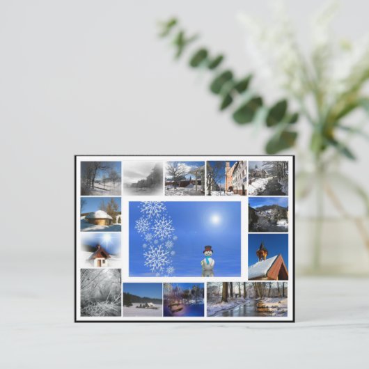 Carte Postale hiver neige rêve hiver neige collage blanc (Debout devant)