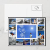 Carte Postale hiver neige rêve hiver neige collage blanc (Devant / Derrière)