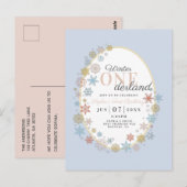 Carte Postale Hiver Onederland Flocon de neige Premier anniversa (Devant / Derrière)