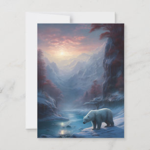 Carte Postale Hiver Polaire Ours Montagne Noël
