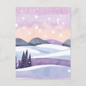 Carte Postale Hiver Purple Hills Aquarelle (Devant)