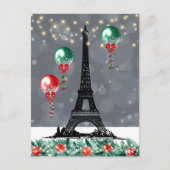 Carte Postale Hiver Tour Eiffel, Noël Balloons Nuit (Devant)