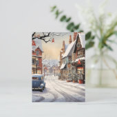 Carte Postale Hiver vintage en ville (Debout devant)